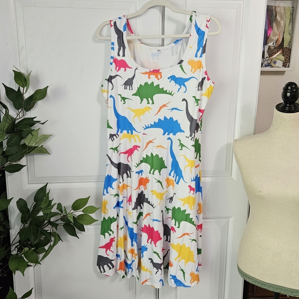 Colorful Dinosaur Print Womens Dress